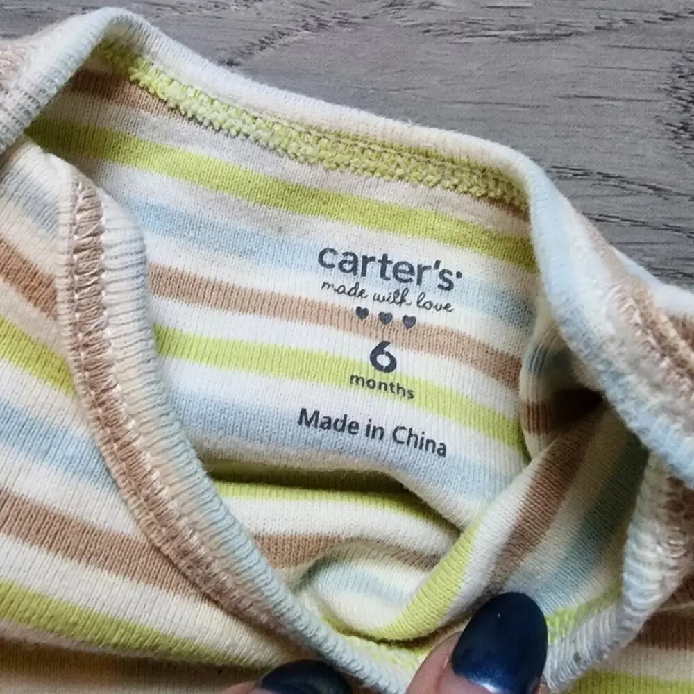 Carter's Boy's Infant Striped Short Sleeve Button Closure Bodysuit Size 6 Months